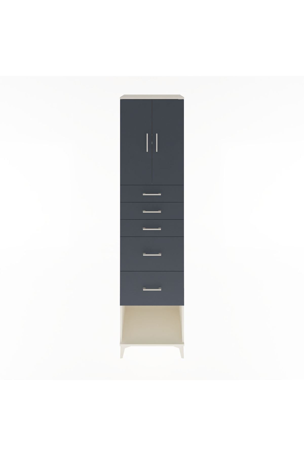 Hyperion Dolap 2 Raflı 5 Çekmeceli 2 Kapaklı 60x44x243 Aytaşı-Antrasit