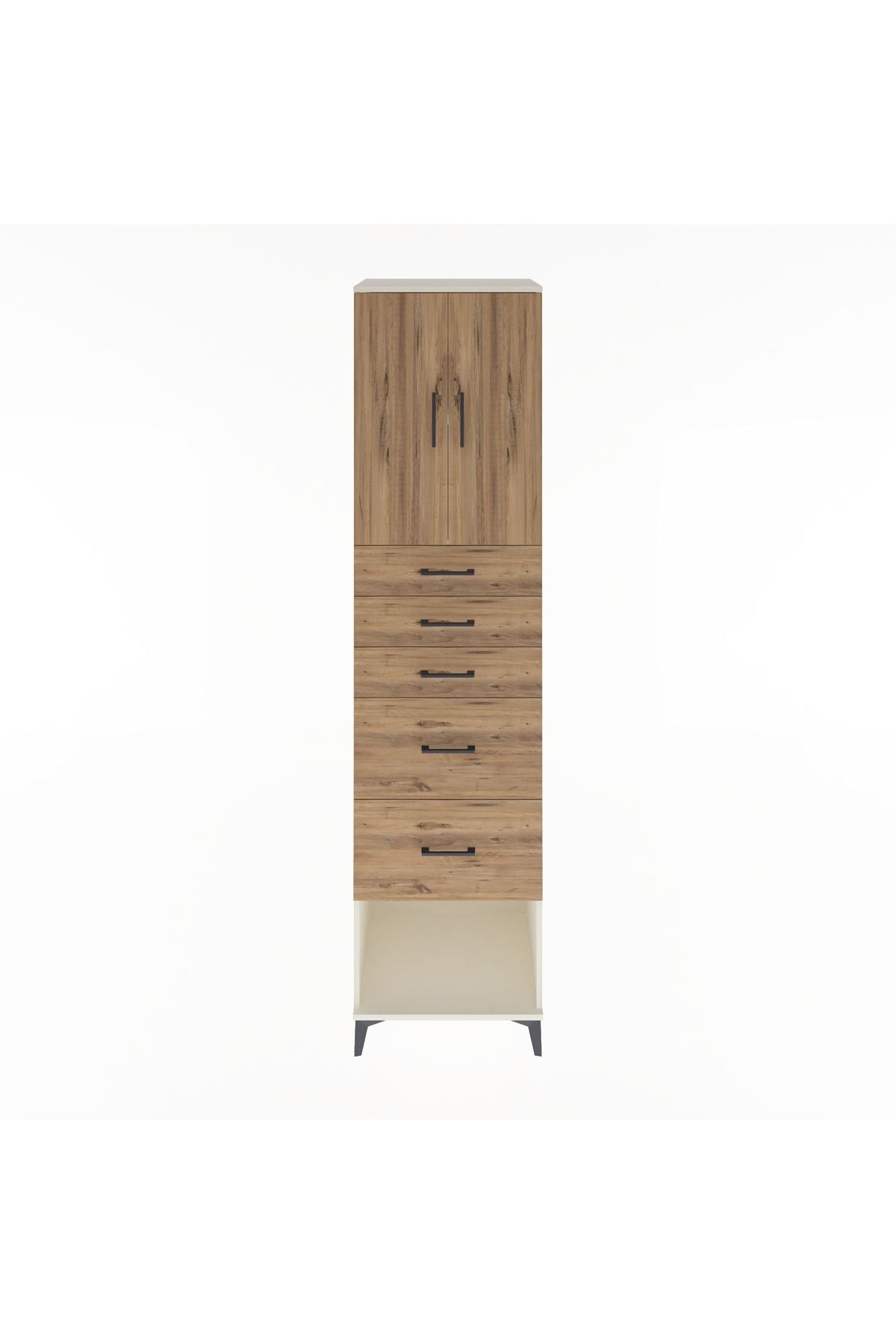 Hyperion Dolap 2 Raflı 5 Çekmeceli 2 Kapaklı 60x44x243 Aytaşı-Çam