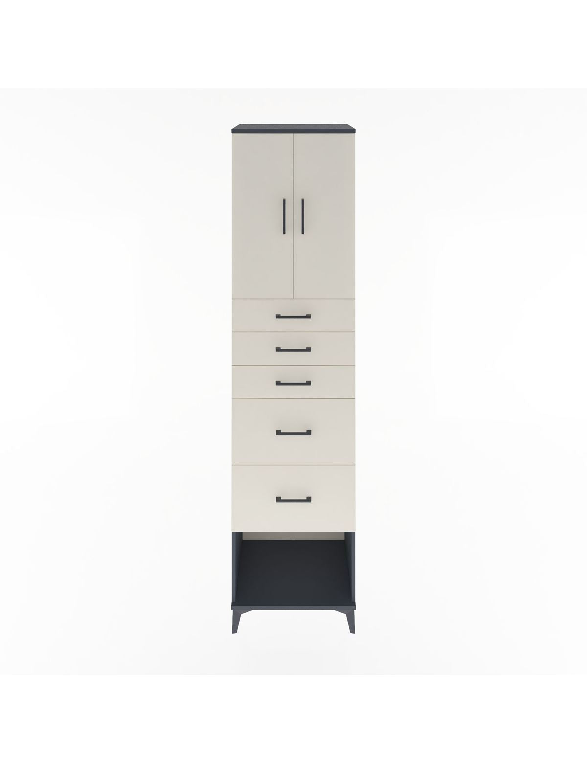 Hyperion Dolap 2 Raflı 5 Çekmeceli 2 Kapaklı 60x44x243 Antrasit-Aytaşı