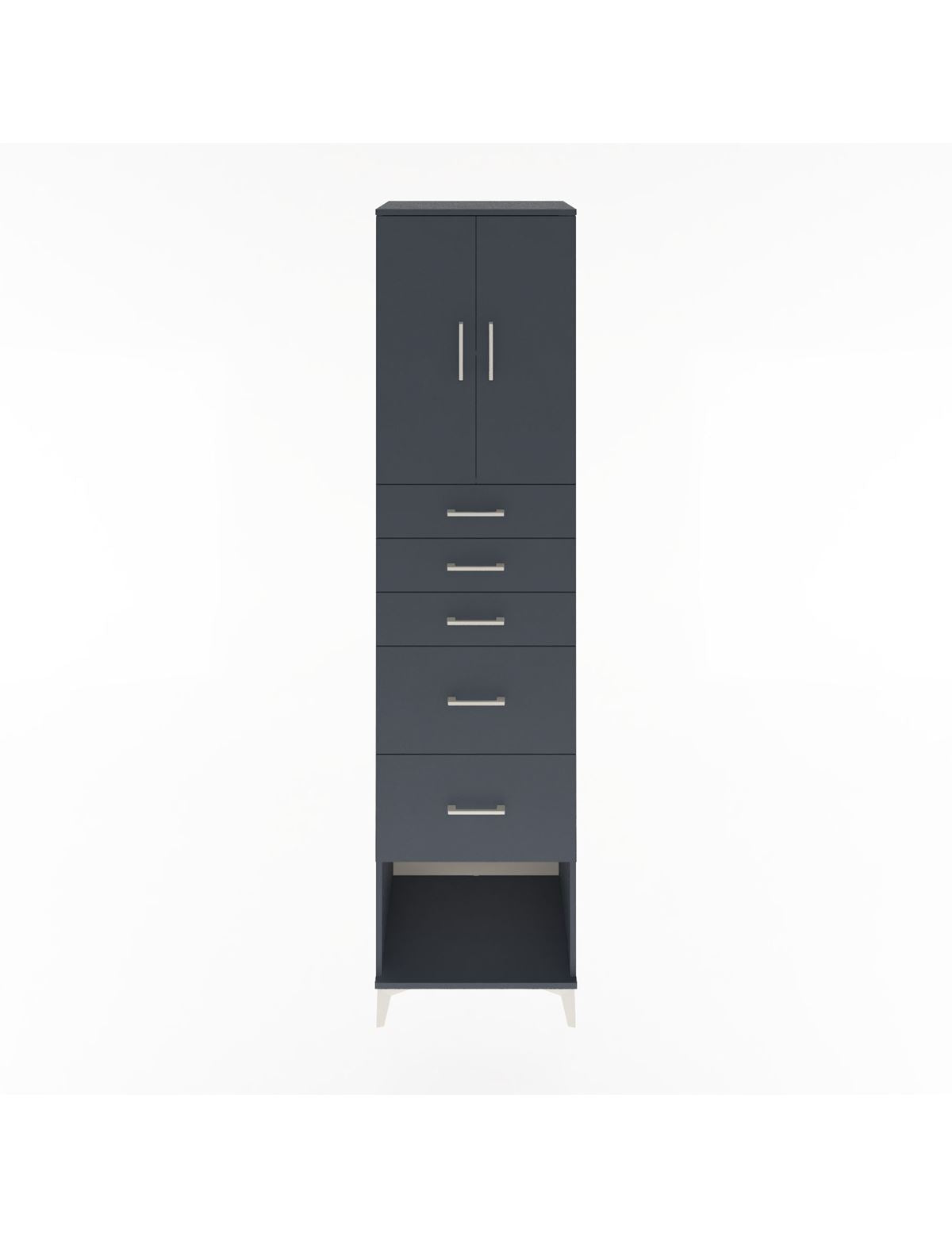 Hyperion Dolap 2 Raflı 5 Çekmeceli 2 Kapaklı 60x44x243 Antrasit-Antrasit