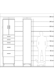 Hyperion Dolap 2 Raflı 5 Çekmeceli 2 Kapaklı 60x44x243 Antrasit-Antrasit