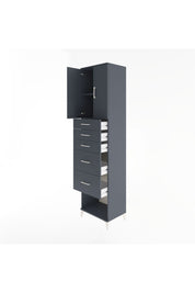 Hyperion Dolap 2 Raflı 5 Çekmeceli 2 Kapaklı 60x44x243 Antrasit-Antrasit