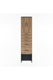 Hyperion Dolap 2 Raflı 5 Çekmeceli 2 Kapaklı 60x44x243 Antrasit-Çam