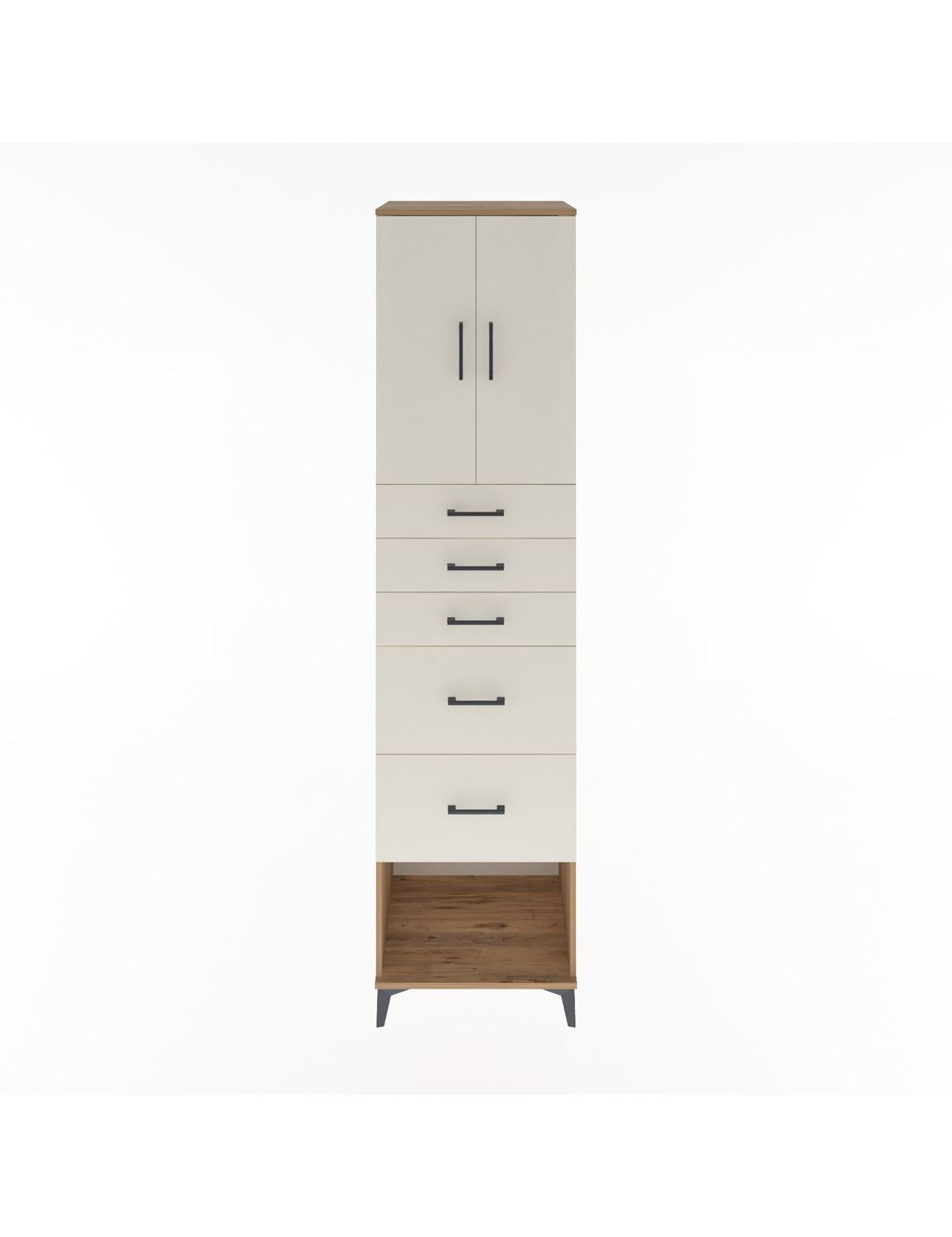 Hyperion Dolap 2 Raflı 5 Çekmeceli 2 Kapaklı 60x44x243 Çam-Aytaşı