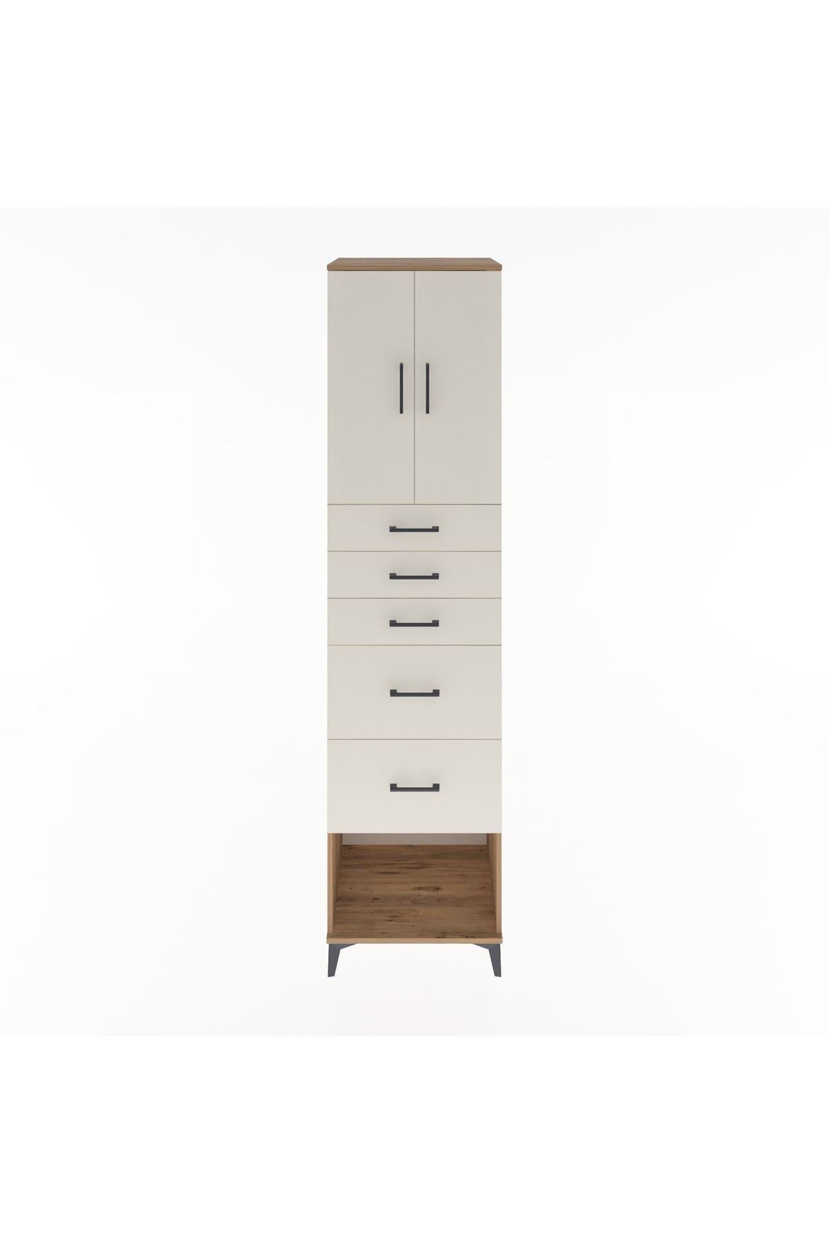 Hyperion Dolap 2 Raflı 5 Çekmeceli 2 Kapaklı 60x44x243 Çam-Aytaşı