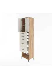 Hyperion Dolap 2 Raflı 5 Çekmeceli 2 Kapaklı 60x44x243 Çam-Aytaşı