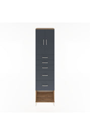 Hyperion Dolap 2 Raflı 5 Çekmeceli 2 Kapaklı 60x44x243 Çam-Antrasit