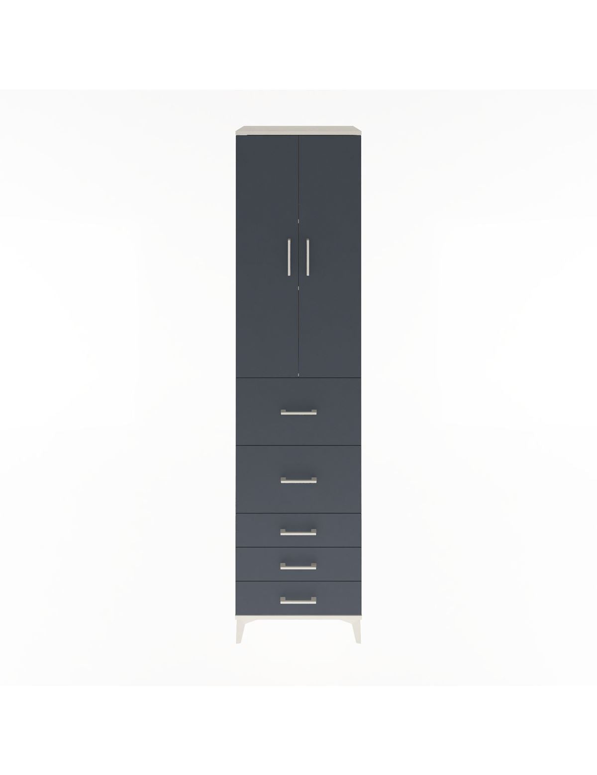 Hyperion Dolap 3 Raflı 5 Çekmeceli 2 Kapaklı 60x44x243 Aytaşı-Antrasit