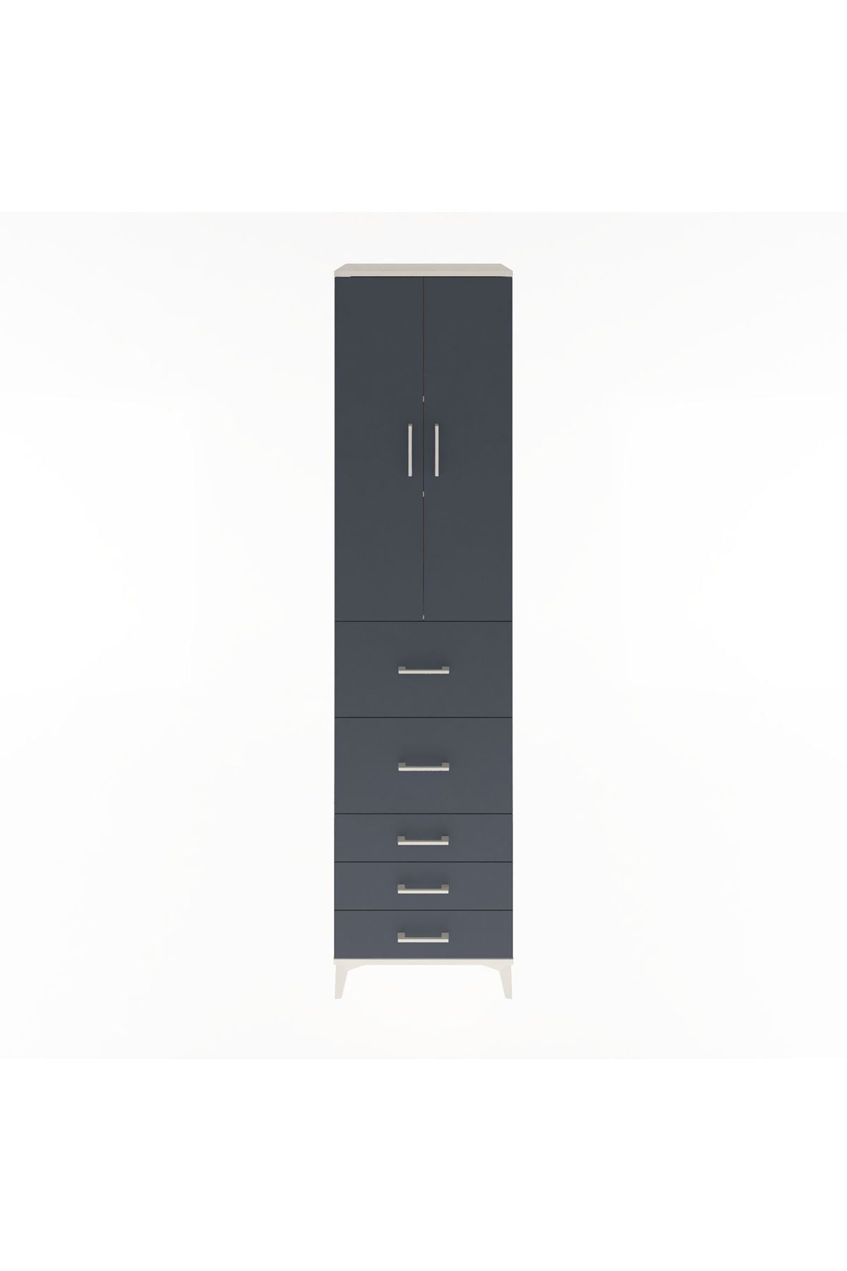 Hyperion Dolap 3 Raflı 5 Çekmeceli 2 Kapaklı 60x44x243 Aytaşı-Antrasit