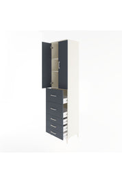 Hyperion Dolap 3 Raflı 5 Çekmeceli 2 Kapaklı 60x44x243 Aytaşı-Antrasit