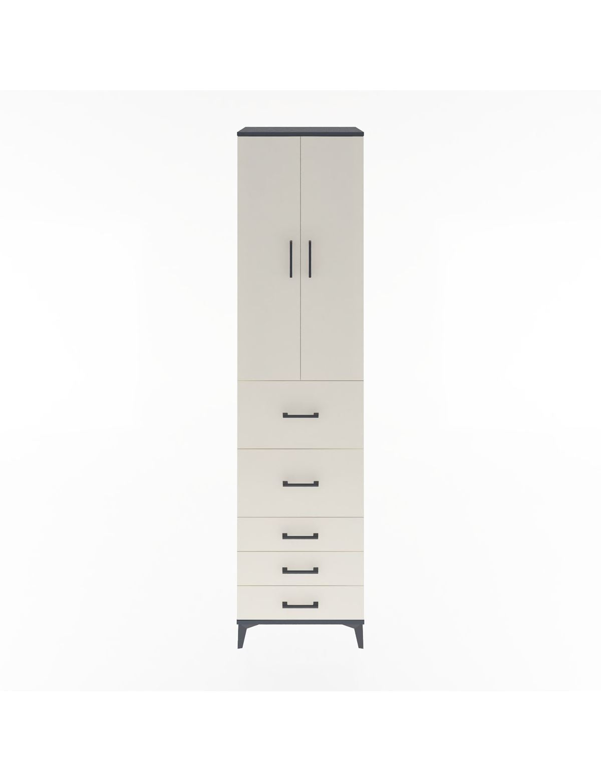 Hyperion Dolap 3 Raflı 5 Çekmeceli 2 Kapaklı 60x44x243 Antrasit-Aytaşı