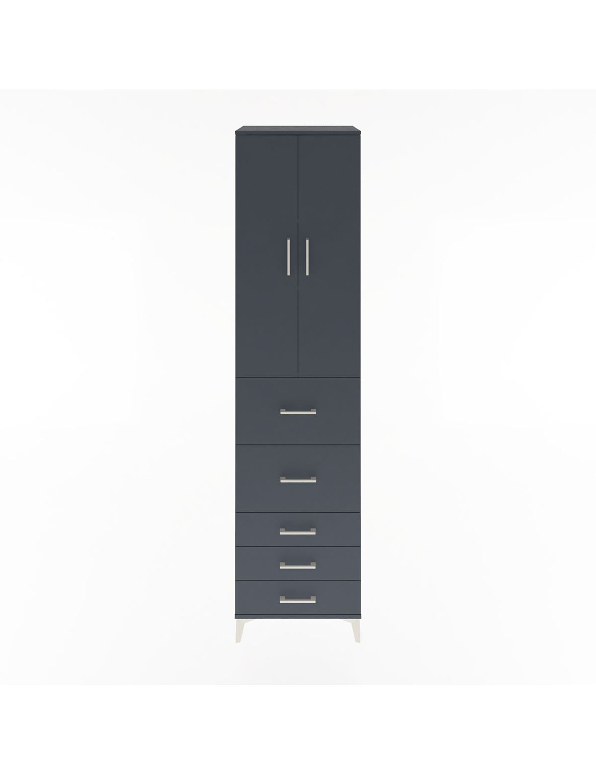 Hyperion Dolap 3 Raflı 5 Çekmeceli 2 Kapaklı 60x44x243 Antrasit-Antrasit