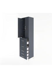 Hyperion Dolap 3 Raflı 5 Çekmeceli 2 Kapaklı 60x44x243 Antrasit-Antrasit