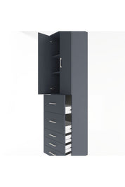 Hyperion Dolap 3 Raflı 5 Çekmeceli 2 Kapaklı 60x44x243 Antrasit-Antrasit