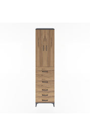 Hyperion Dolap 3 Raflı 5 Çekmeceli 2 Kapaklı 60x44x243 Antrasit-Çam