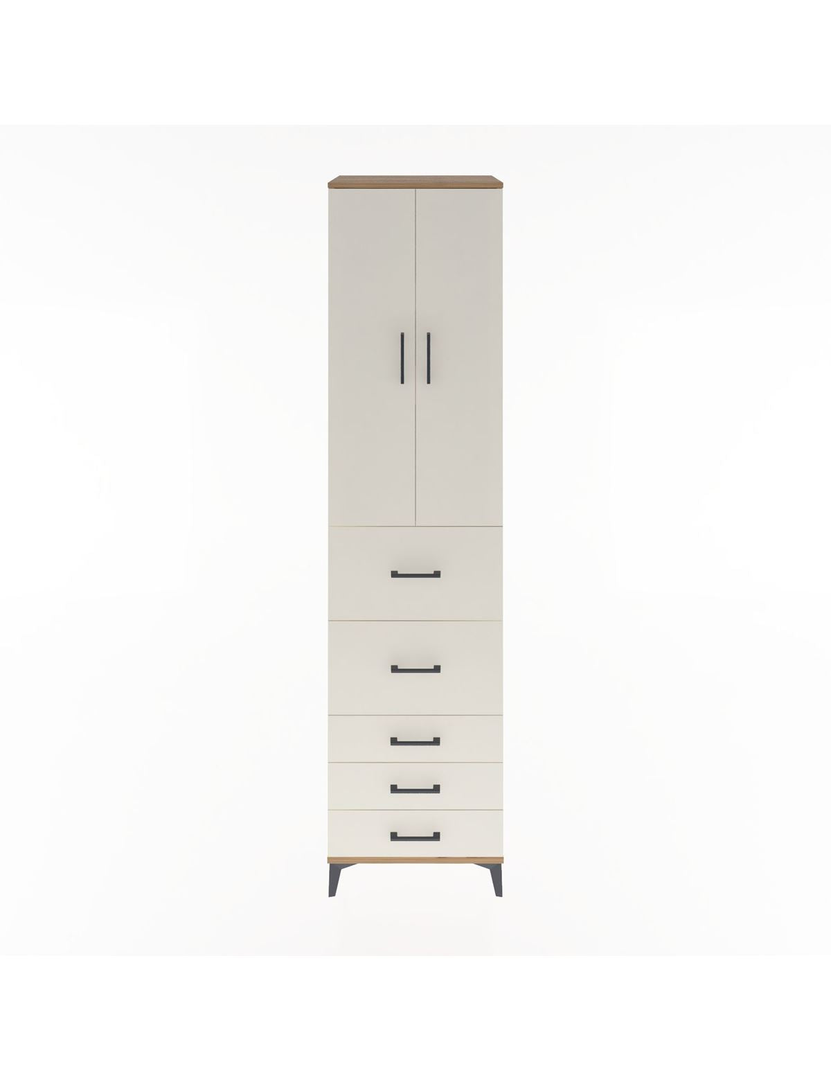 Hyperion Dolap 3 Raflı 5 Çekmeceli 2 Kapaklı 60x44x243 Çam-Aytaşı