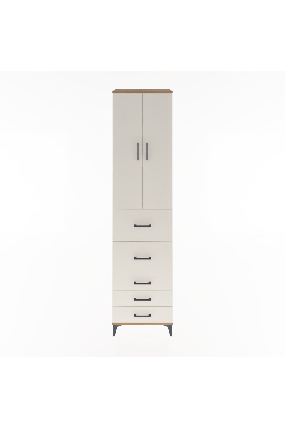 Hyperion Dolap 3 Raflı 5 Çekmeceli 2 Kapaklı 60x44x243 Çam-Aytaşı