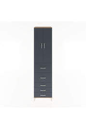 Hyperion Dolap 3 Raflı 5 Çekmeceli 2 Kapaklı 60x44x243 Çam-Antrasit