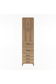 Hyperion Dolap 3 Raflı 5 Çekmeceli 2 Kapaklı 60x44x243 Çam-Çam