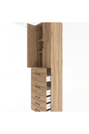 Hyperion Dolap 3 Raflı 5 Çekmeceli 2 Kapaklı 60x44x243 Çam-Çam