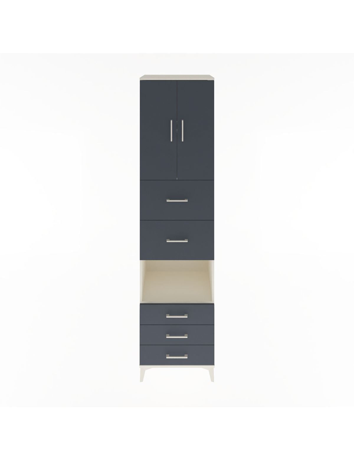 Hyperion Dolap 3 Raflı 5 Çekmeceli 2 Kapaklı 60x44x243 Aytaşı-Antrasit