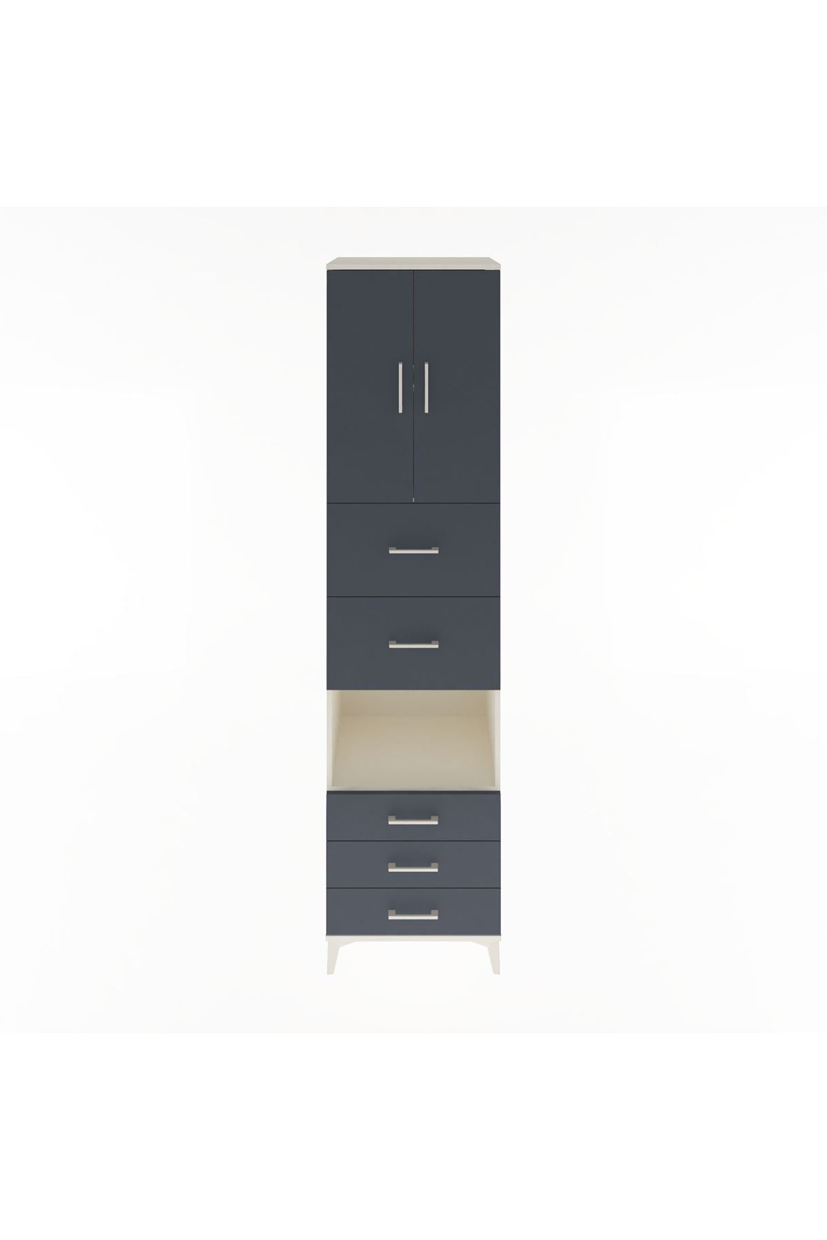 Hyperion Dolap 3 Raflı 5 Çekmeceli 2 Kapaklı 60x44x243 Aytaşı-Antrasit