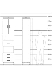 Hyperion Dolap 3 Raflı 5 Çekmeceli 2 Kapaklı 60x44x243 Aytaşı-Çam