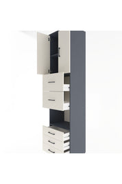 Hyperion Dolap 3 Raflı 5 Çekmeceli 2 Kapaklı 60x44x243 Antrasit-Aytaşı