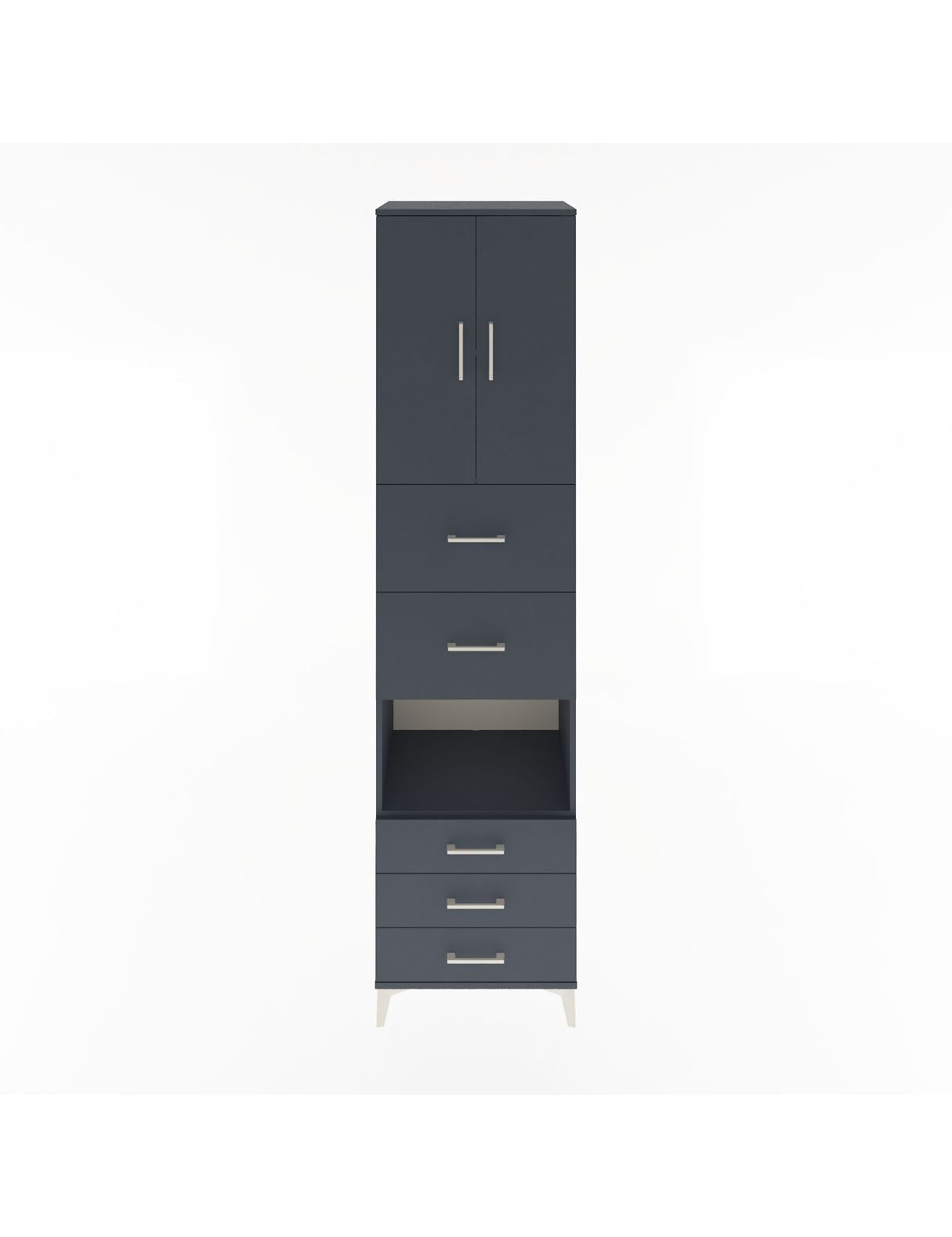 Hyperion Dolap 3 Raflı 5 Çekmeceli 2 Kapaklı 60x44x243 Antrasit-Antrasit