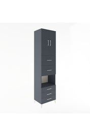 Hyperion Dolap 3 Raflı 5 Çekmeceli 2 Kapaklı 60x44x243 Antrasit-Antrasit