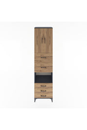 Hyperion Dolap 3 Raflı 5 Çekmeceli 2 Kapaklı 60x44x243 Antrasit-Çam