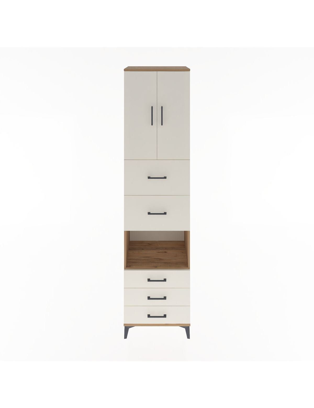 Hyperion Dolap 3 Raflı 5 Çekmeceli 2 Kapaklı 60x44x243 Çam-Aytaşı