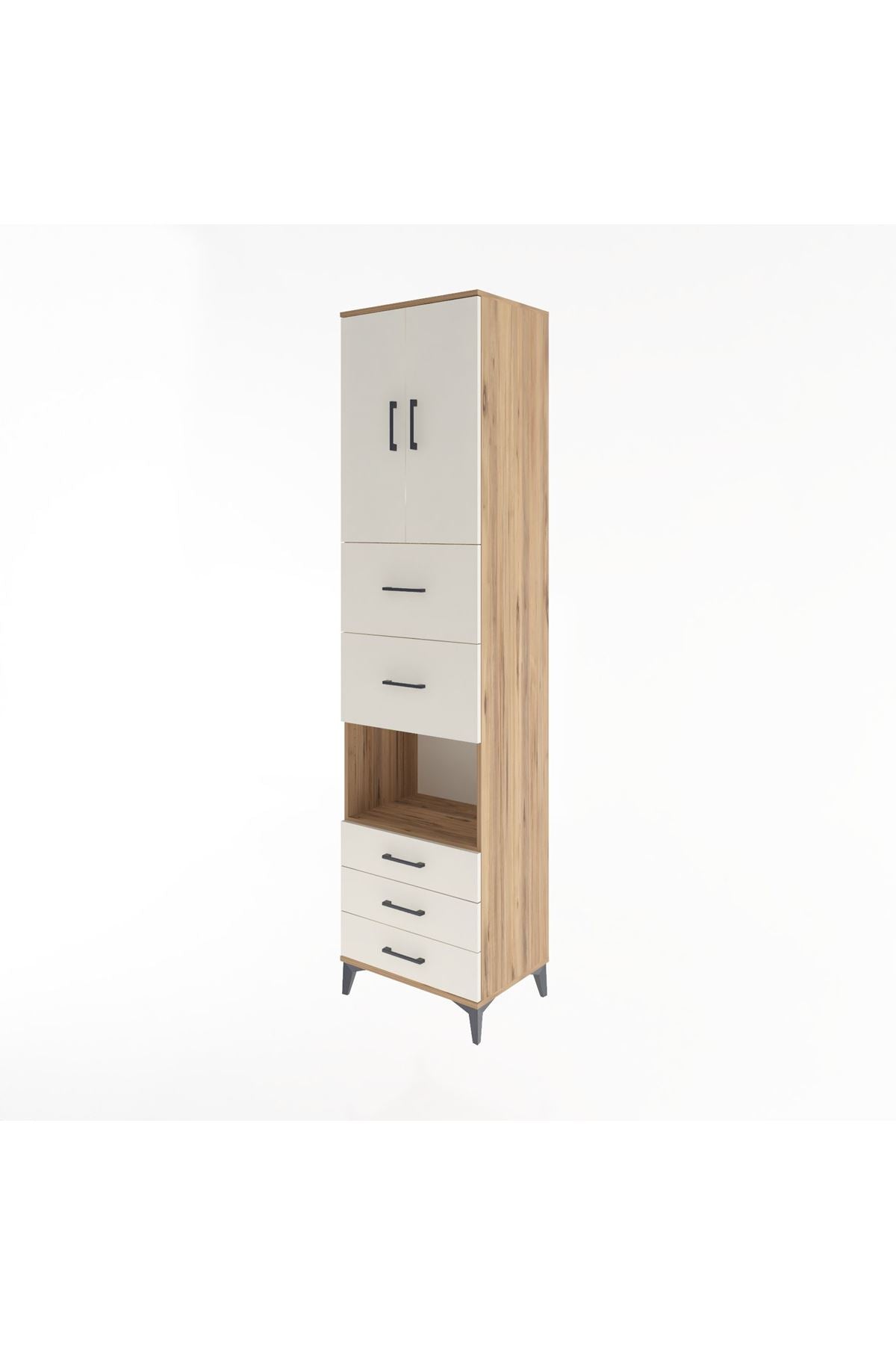 Hyperion Dolap 3 Raflı 5 Çekmeceli 2 Kapaklı 60x44x243 Çam-Aytaşı