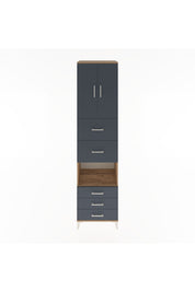 Hyperion Dolap 3 Raflı 5 Çekmeceli 2 Kapaklı 60x44x243 Çam-Antrasit