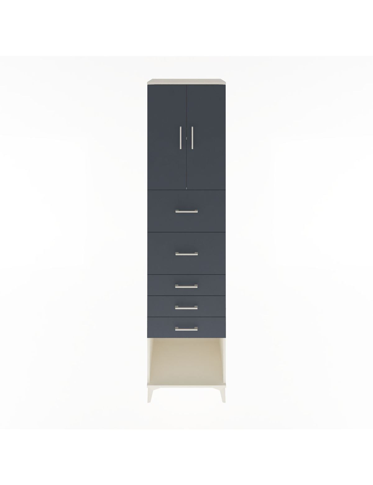 Hyperion Dolap 2 Raflı 5 Çekmeceli 2 Kapaklı 60x44x243 Aytaşı-Antrasit