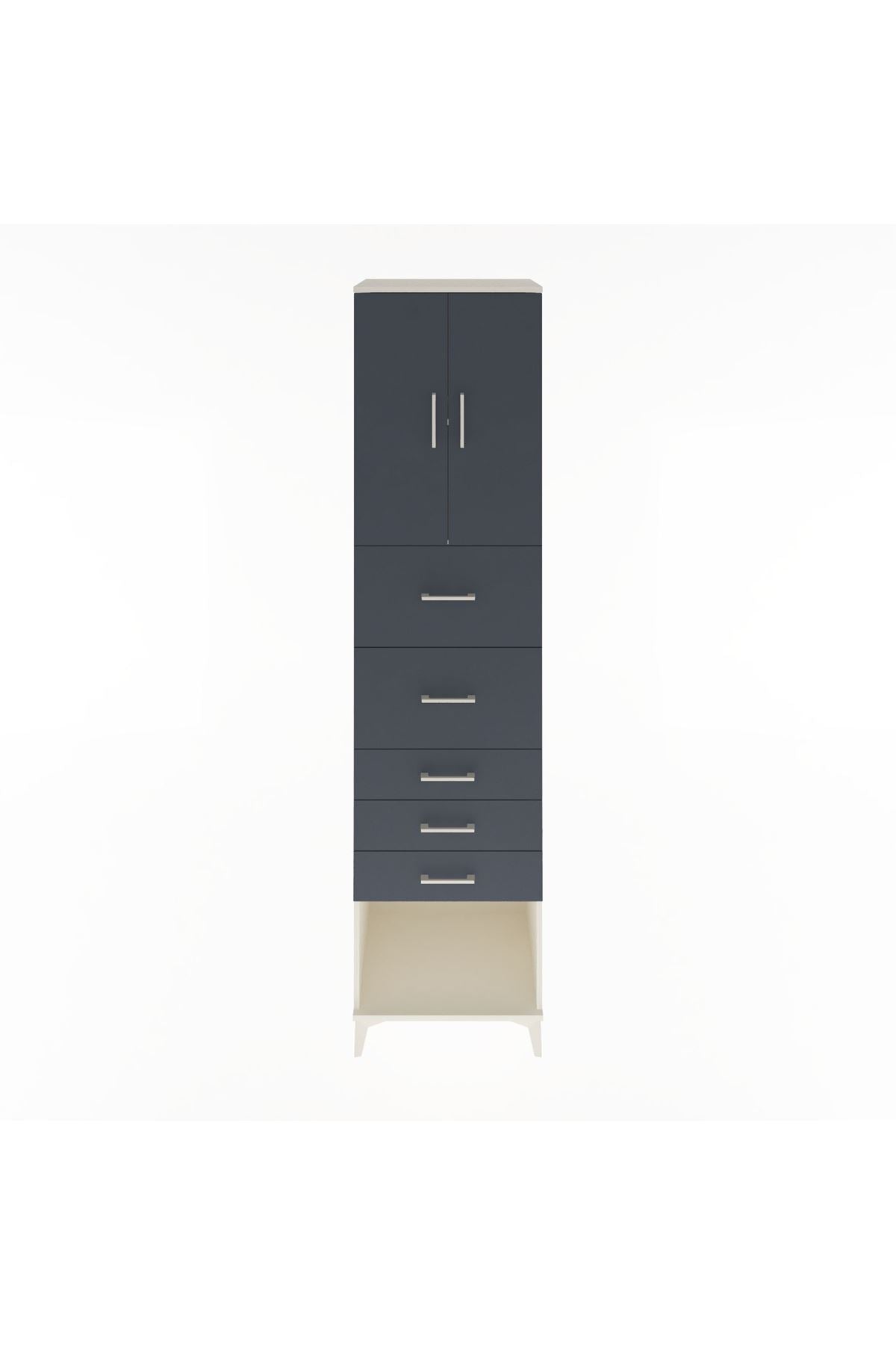 Hyperion Dolap 2 Raflı 5 Çekmeceli 2 Kapaklı 60x44x243 Aytaşı-Antrasit