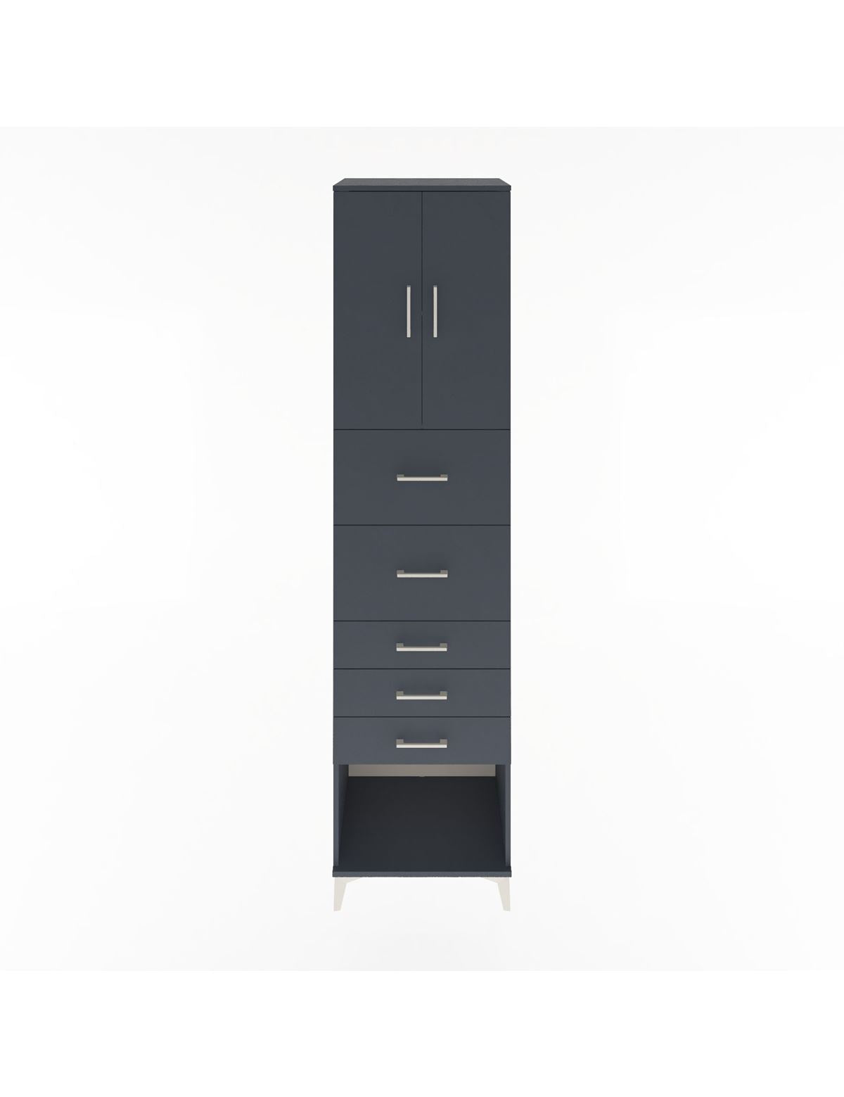 Hyperion Dolap 2 Raflı 5 Çekmeceli 2 Kapaklı 60x44x243 Antrasit-Antrasit