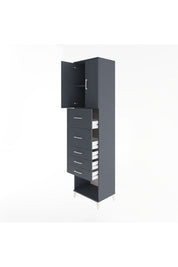 Hyperion Dolap 2 Raflı 5 Çekmeceli 2 Kapaklı 60x44x243 Antrasit-Antrasit