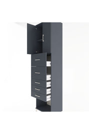 Hyperion Dolap 2 Raflı 5 Çekmeceli 2 Kapaklı 60x44x243 Antrasit-Antrasit