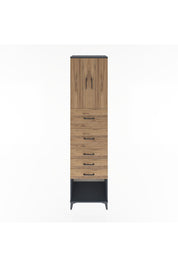 Hyperion Dolap 2 Raflı 5 Çekmeceli 2 Kapaklı 60x44x243 Antrasit-Çam