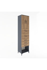 Hyperion Dolap 2 Raflı 5 Çekmeceli 2 Kapaklı 60x44x243 Antrasit-Çam