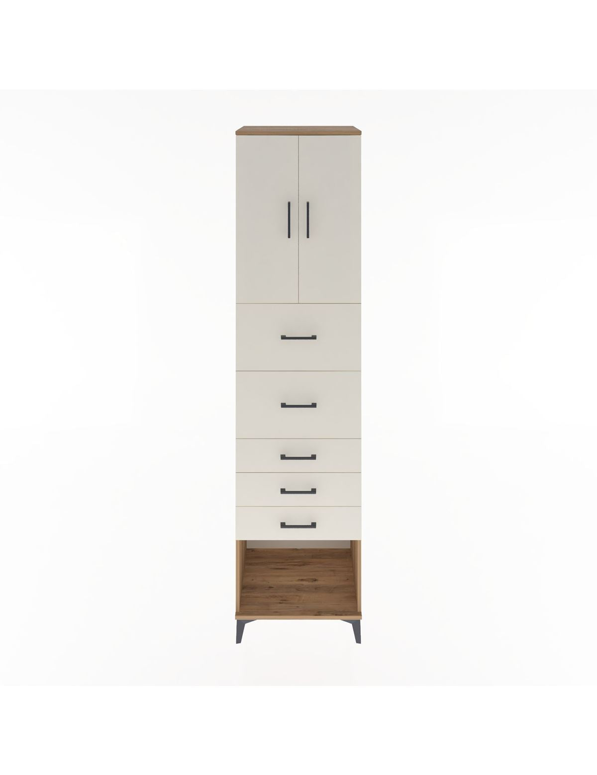 Hyperion Dolap 2 Raflı 5 Çekmeceli 2 Kapaklı 60x44x243 Çam-Aytaşı