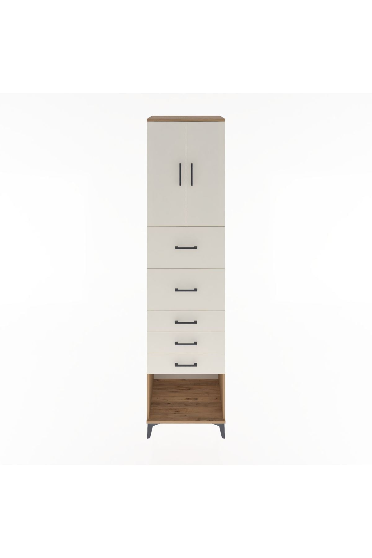 Hyperion Dolap 2 Raflı 5 Çekmeceli 2 Kapaklı 60x44x243 Çam-Aytaşı