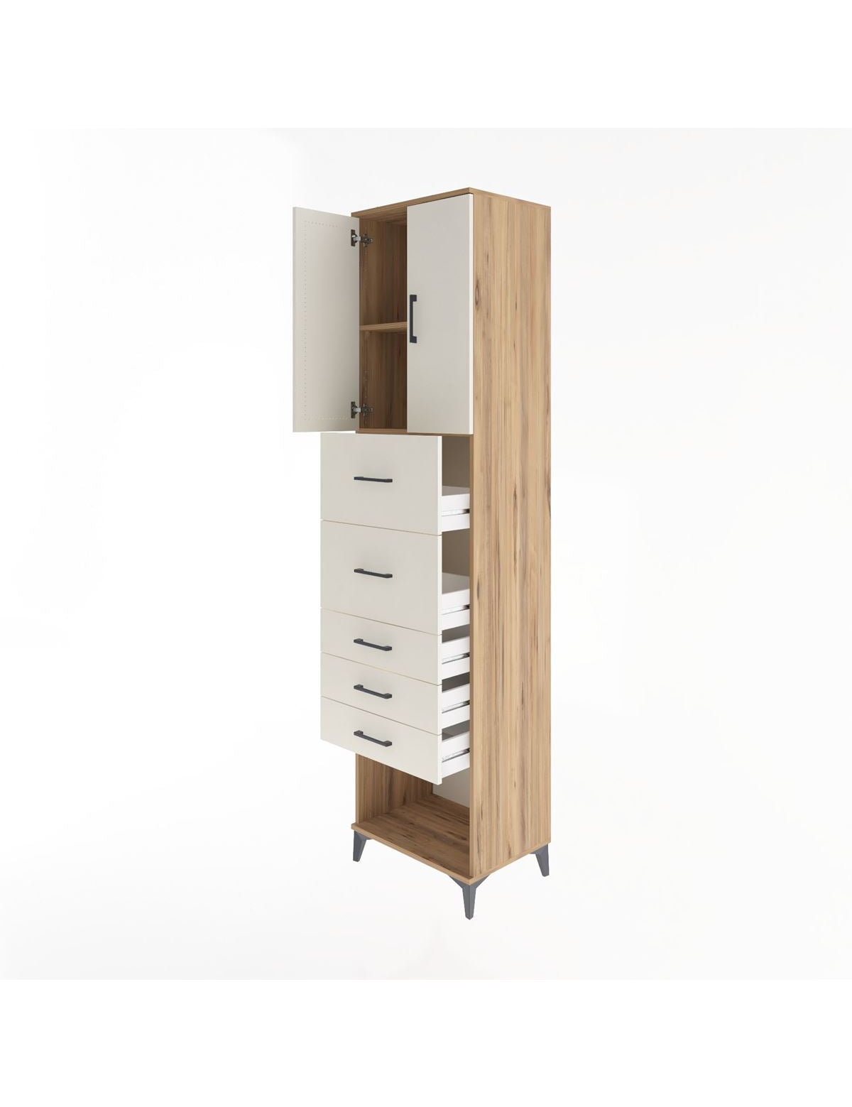 Hyperion Dolap 2 Raflı 5 Çekmeceli 2 Kapaklı 60x44x243 - S65M069V7B