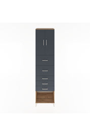 Hyperion Dolap 2 Raflı 5 Çekmeceli 2 Kapaklı 60x44x243 Çam-Antrasit
