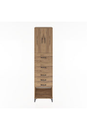 Hyperion Dolap 2 Raflı 5 Çekmeceli 2 Kapaklı 60x44x243 Çam-Çam