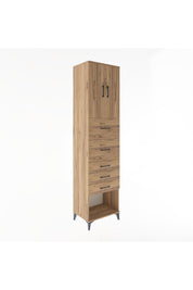 Hyperion Dolap 2 Raflı 5 Çekmeceli 2 Kapaklı 60x44x243 Çam-Çam