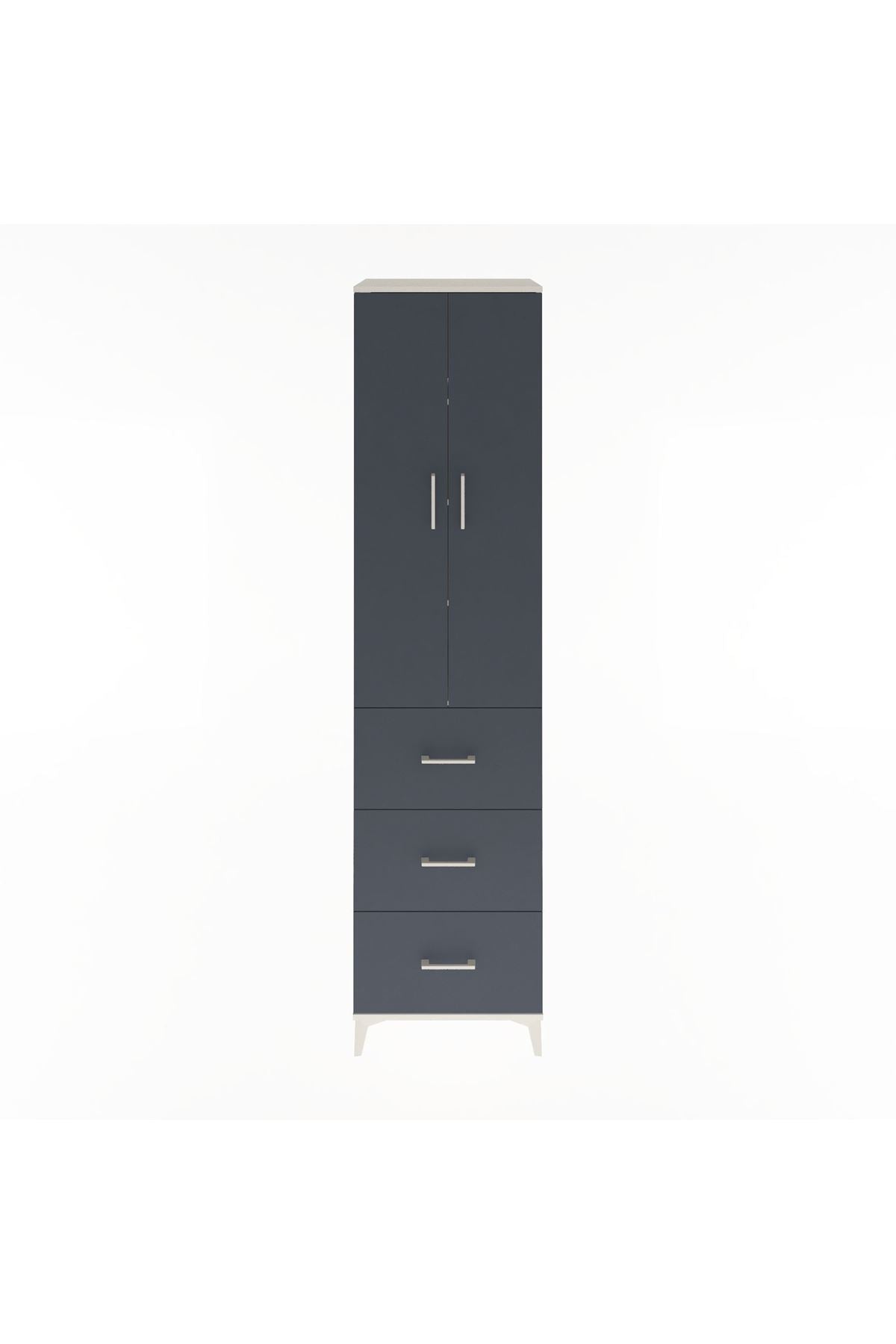 Hyperion Dolap 4 Raflı 3 Çekmeceli 2 Kapaklı 60x44x243 Aytaşı-Antrasit