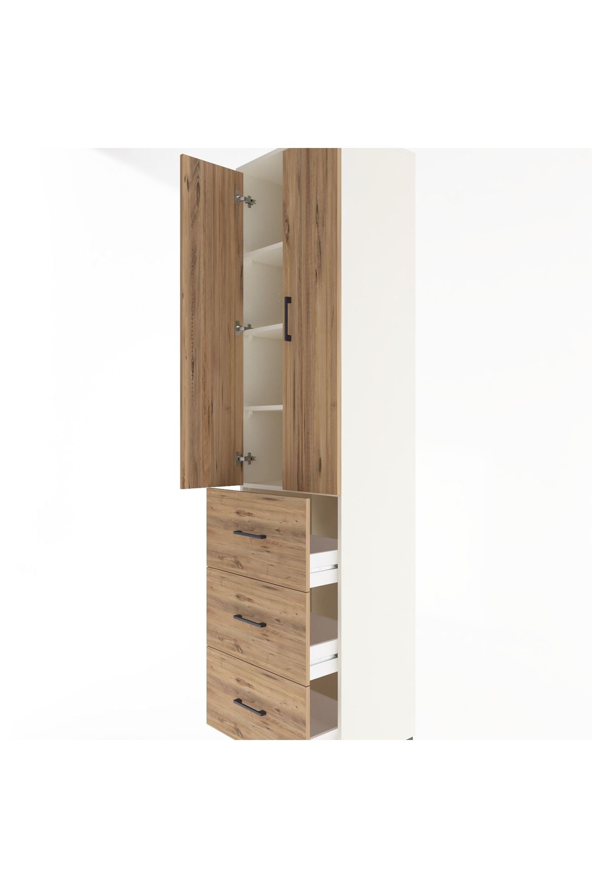 Hyperion Dolap 4 Raflı 3 Çekmeceli 2 Kapaklı 60x44x243 Aytaşı-Çam