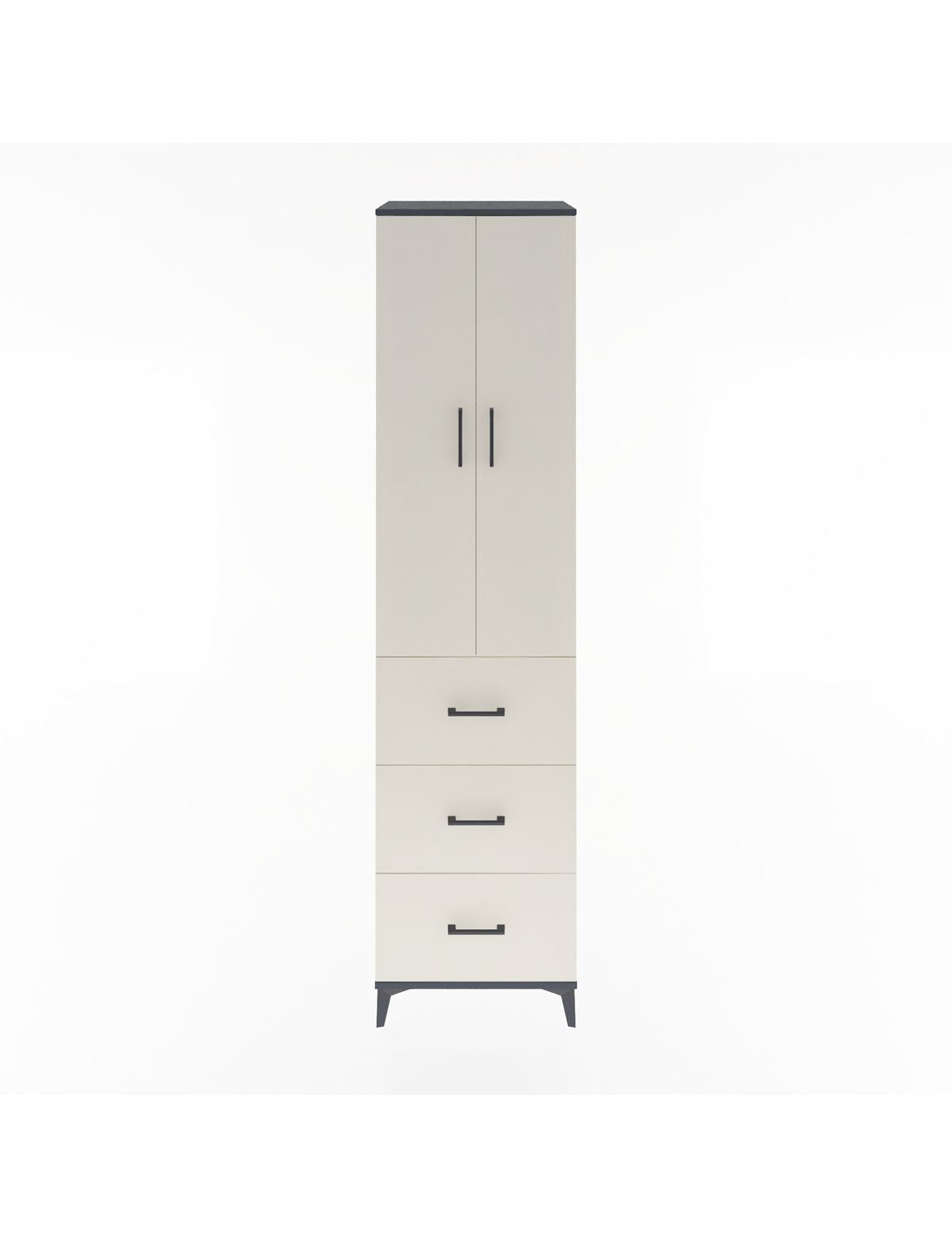 Hyperion Dolap 4 Raflı 3 Çekmeceli 2 Kapaklı 60x44x243 Antrasit-Aytaşı